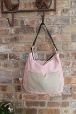 orYANY Leather Hobo Shoulder Handbag Pale Pink Beige Footed Straps
