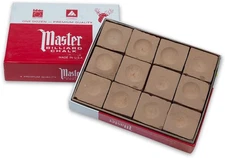 Master Billiard Pool Chalk, Pack of 12 Cubes, Gold, with Protective Box - Profes