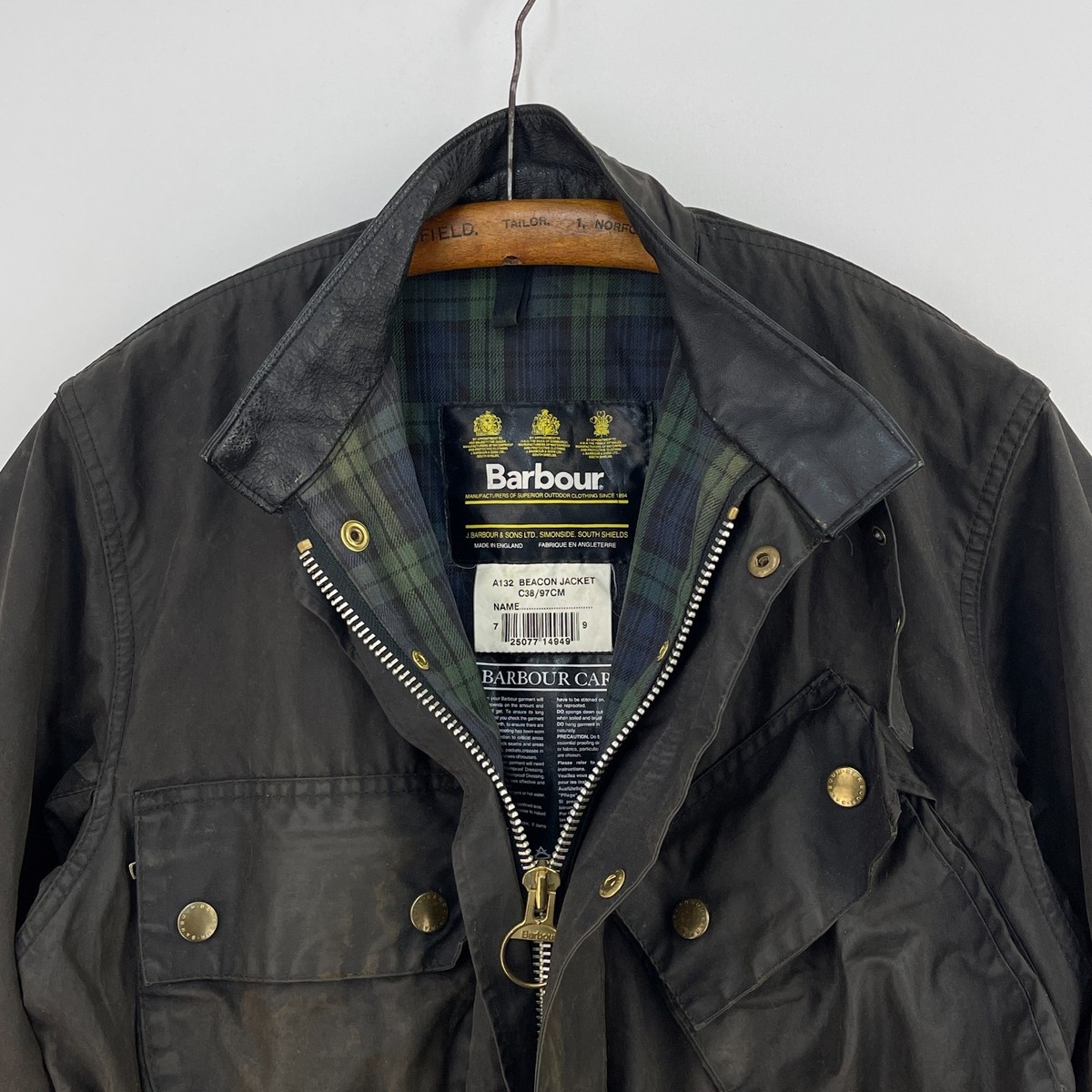 Barbour Beacon Wax Jacket Mens C38 Black International Belted A7