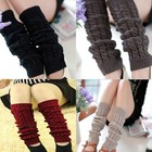 Women Leg Warmers Crochet Knit Ribbed Knee High Solid Winter Boot Wool Long Sock