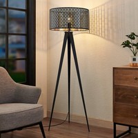 Lindby Stehlampe Dreibein Schwarz Gold Mit FußSchalter, Stehleuchte Deko Wohnzim