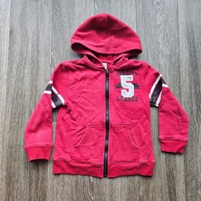 Kids Red Varsity League Number 5 Zip Up Hoodie Sweatshirt Size 5t