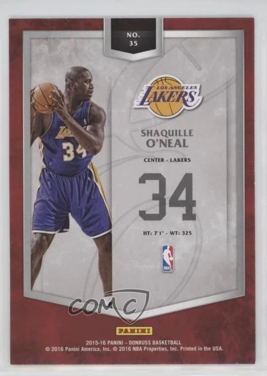 2015-16 Panini Donruss The Elite Series Shaquille O'Neal #35 HOF - Image 2 of 2