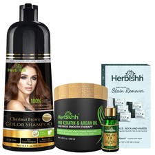 Herbishh Hair Color Shampoo 0.25 Fl Oz Pack of 4 , Chestnut Brown Giftset