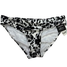 Bar III Side Tab Hipster Bikini Bottom Size S White Black Spot Leopard New