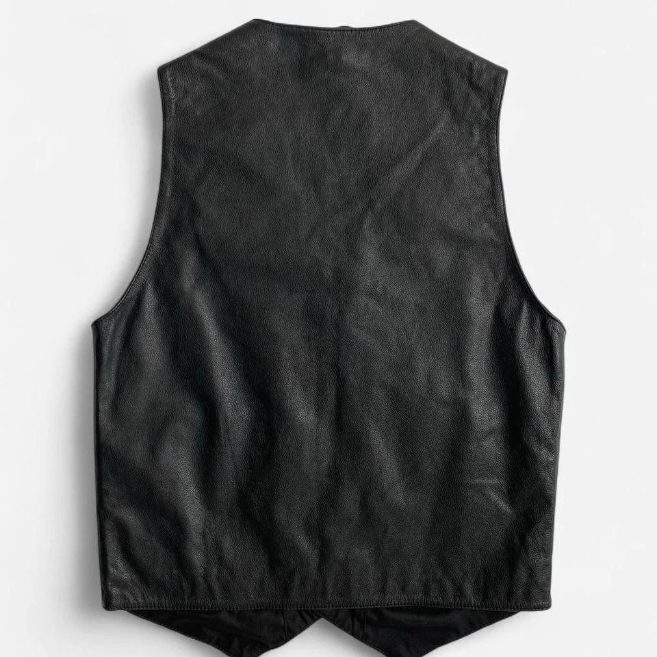 NWT Black Leather Vest Size M - Image 2 of 4