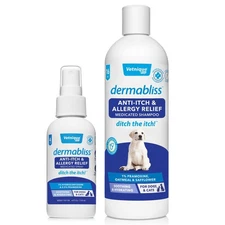 Vetnique Labs Dermabliss Anti-Itch Bundle for Dogs with Anti Itch Allergy Spr...