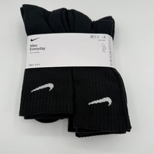Nike Everyday Cushioned Training Crew Socks 6 Pairs Black Size Mens Large NEW