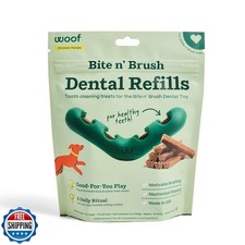WOOF - Bite n' Brush Refills for The Dog Toothbrush Toy - Scrub Plaque and Ta