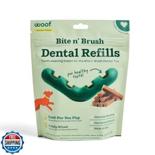 WOOF - Bite n' Brush Refills for The Dog Toothbrush Toy - Scrub Plaque and Ta
