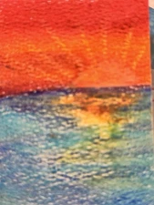 Original Abstract Landscape Oil Pastels 2.5x3.5in Mini Art ACEO/ ATC Card