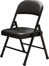 1 Pack Bulk Folding Chairs with Padded Cushion, Single Black Steel Metal Frame F