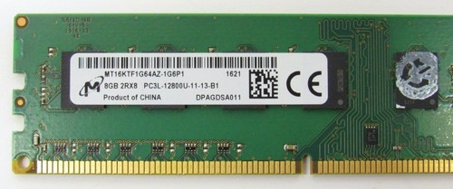 Micron 16GB (2x8GB) MT16KTF1G64AZ-1G6P1 PC3L-12800U 1600MHz DDR3 Desktop Memory - Picture 3 of 3