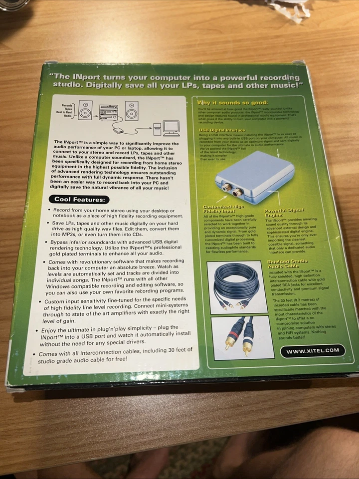 XITEL INport Analog to PC Audio Recording Kit Adapter Stereo LPs Tapes - Image 2 of 2