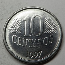 Brazil 10 Centavos 1997 Stainless Steel KM#633 UNC