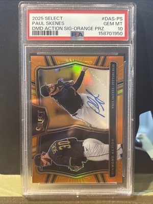 2025 Panini Select Paul Skenes #DAS-PS Orange Prizm Auto /75 GEM MT PSA 10