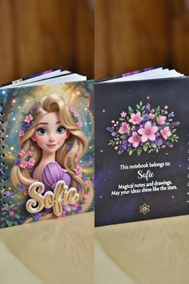 Personalisiertes A5 Spiral Notizbuch - Individuelles Rapunzel mit Namen / Tangled Notizbuch 