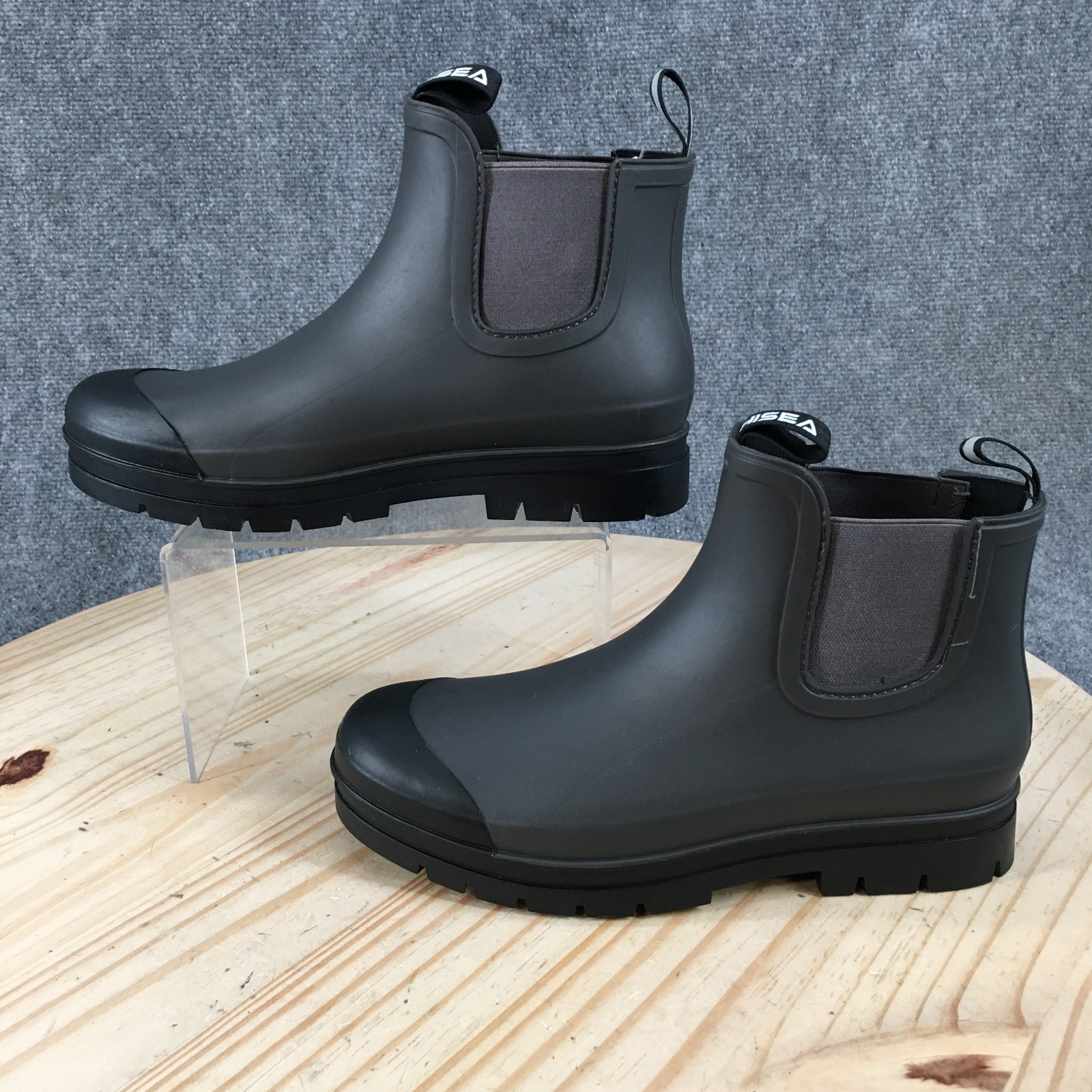 HISEA Rain Boots Womens 10 Chelsea Ankle Elastic Side Panel Waterproof Gray image 2