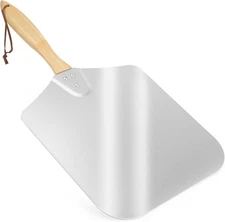 Kitchen Supply Aluminum Pizza Peel with Wooden Handle 14-Inch x 16-Inch, Larg...