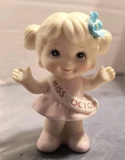 Russ Berrie Co.  Miss October Birthday Month Girl 3" Ceramic Figurine