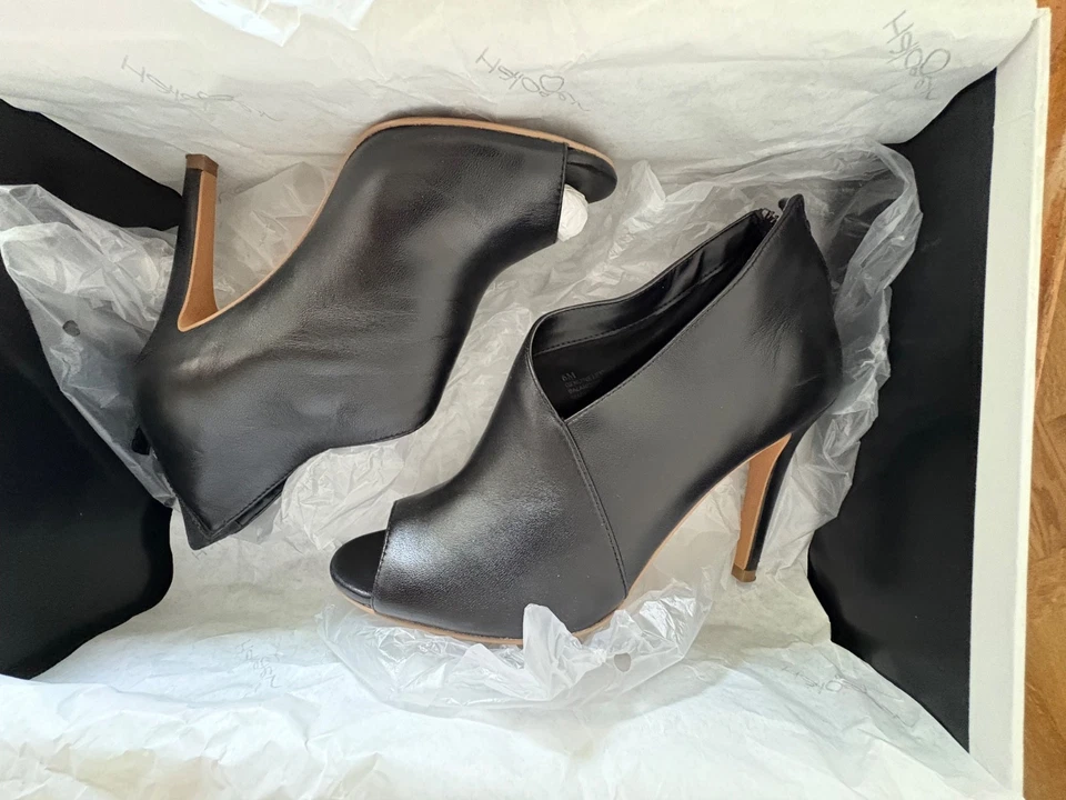 Halogen Black Leather Open Toe Ankle Booties Size US 6M - Image 3 of 4