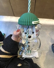 2026 Starbucks Barista Bear Cup Limited Edition Glass Cup Xmas gift 591ml