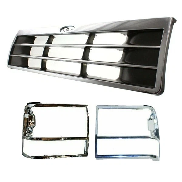 New Front Grille And Headlamp Door Bezel Left Right Fits 1991-1994 Ford Explorer - Image 2 of 4
