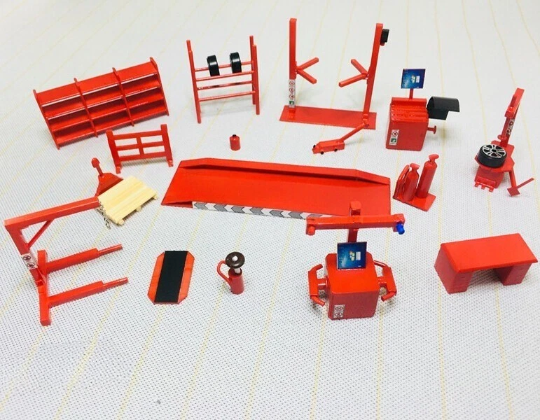 Diorama 1/64 Car Garage Props Model Set Car Maintenance Workshop Scene Model Toy - Image 2 of 4