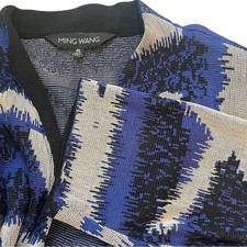 Ming Wang Women's PL Black, Pale Grey, Royal Blue Three quarter Sleeved Jacket