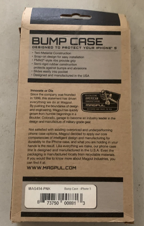 MAGPUL MAG454PNK Estuche Bump Diseño Delgado para iPHONE 5 ROSA-NUEVO EN PAQUETE Foto 4 de 4