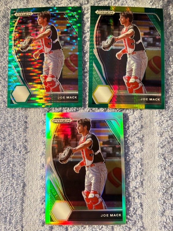 Joe Mack 2021 Prizm Draft Picks PDP31 lot 3 prizm Silver +Green Pulsar+Hyper