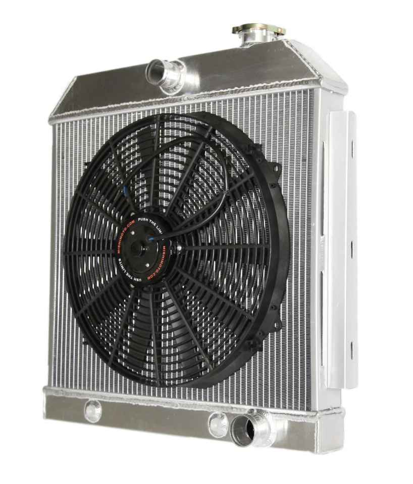 Radiador de rendimiento de 3 núcleos + ventilador de 16" para 55-57 Chevy Bel Air/Nomad/150/250 MT V8 Foto 2 de 4