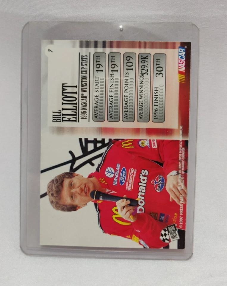 1997 Press Pass VIP Bill Elliott #7 HOF Nascar Racing Trading Card - Image 2 of 2