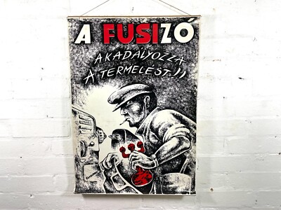 Vintage Retro ungarische industrielle Fabrik Sicherheitswarnplakat
