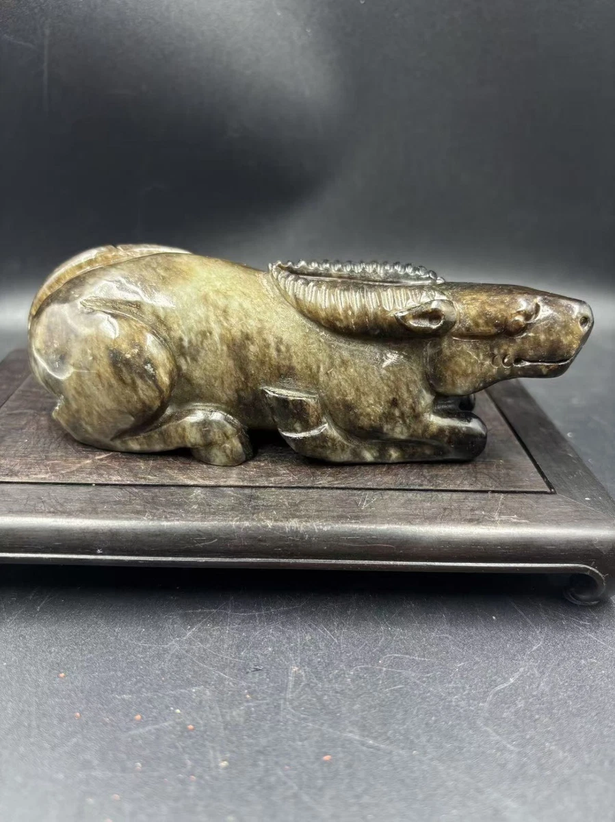 古董原始玉石古董中国牛雕像、雕像| eBay