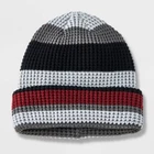 Men's Striped Beanie warm hat - Goodfellow & Co Gray/Black/Red One Size