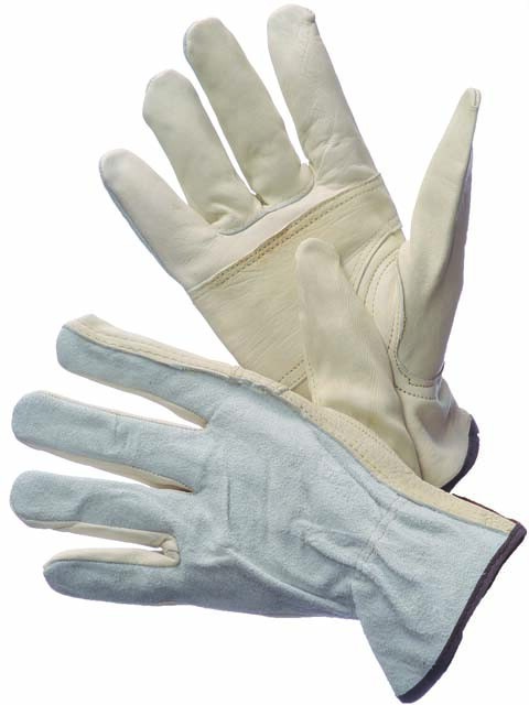 DRIVER GLOVES, STRAIGHT THUMB, COW GRAIN WITH SPLIT LEATHER BACK - Large