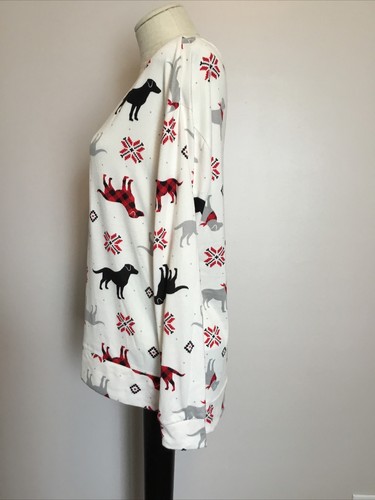 SECRET TREASURES SOFT HACCI KNIT IVORY DOGS MIX MATCH Long Sleeve Top Sz M - Picture 3 of 9