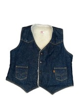 Levis Orange Tab Denim Sherpa Vest Vintage XL 1970  s Era Jean