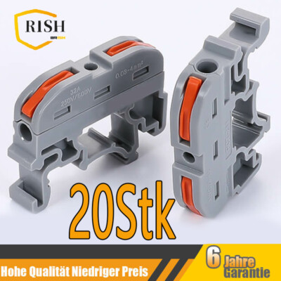 20X PCT-211 Schienentyp Reihenklemmen Hutschiene Klemmleiste Kit Kabelverbinder