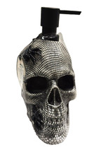 NEW BEIGE,BLACK TEXTURED 3D SKULL RESIN REFILLABLE HALLOWEEN SOAP DISPENSER