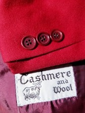 40R Vintage sanremo CASHMERE WOOL tweed Evening Dinner Red Blazer Jacket Coat