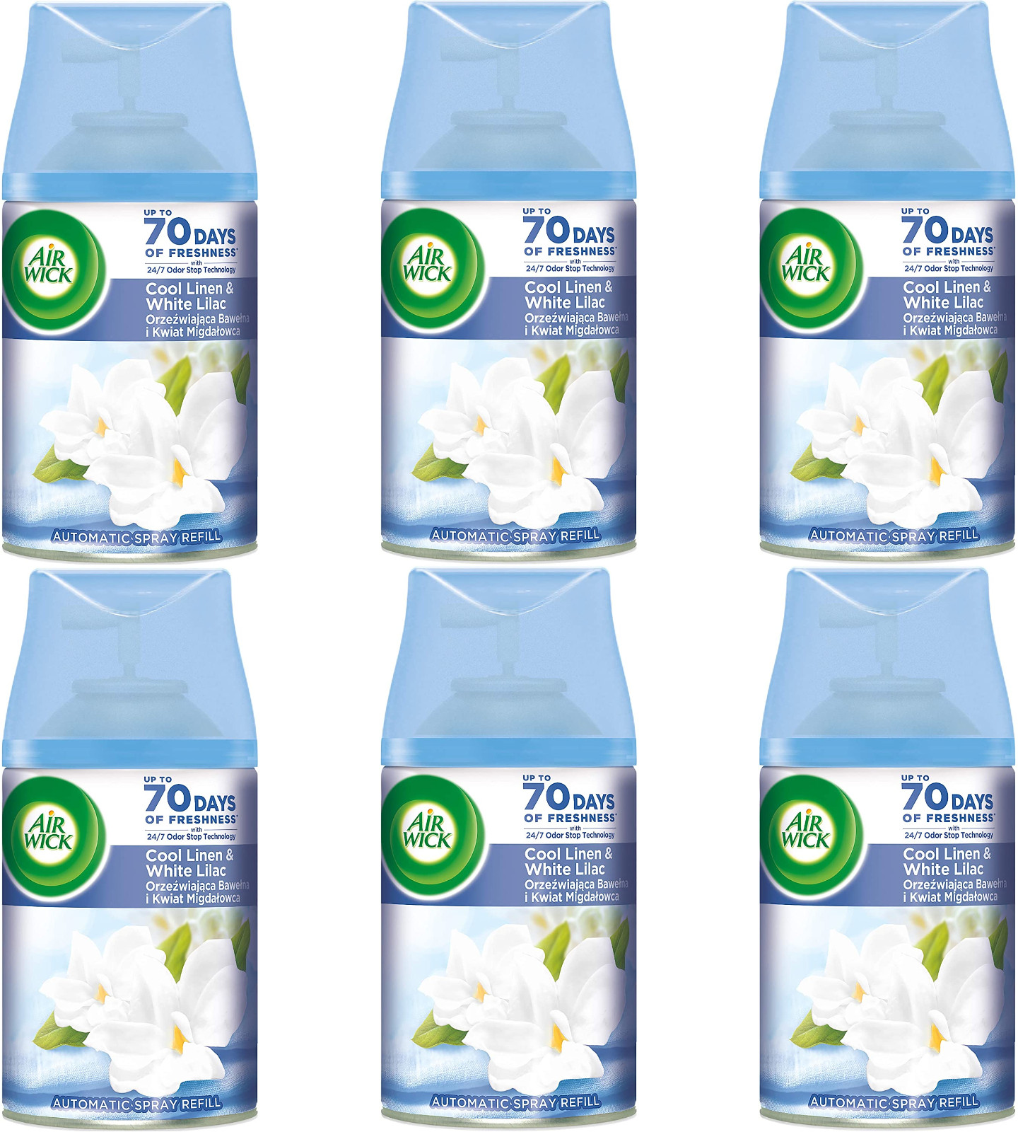 Air Wick Freshmatic Max Air Freshener Refill Crisp Linen and Lilac 250ml x 6