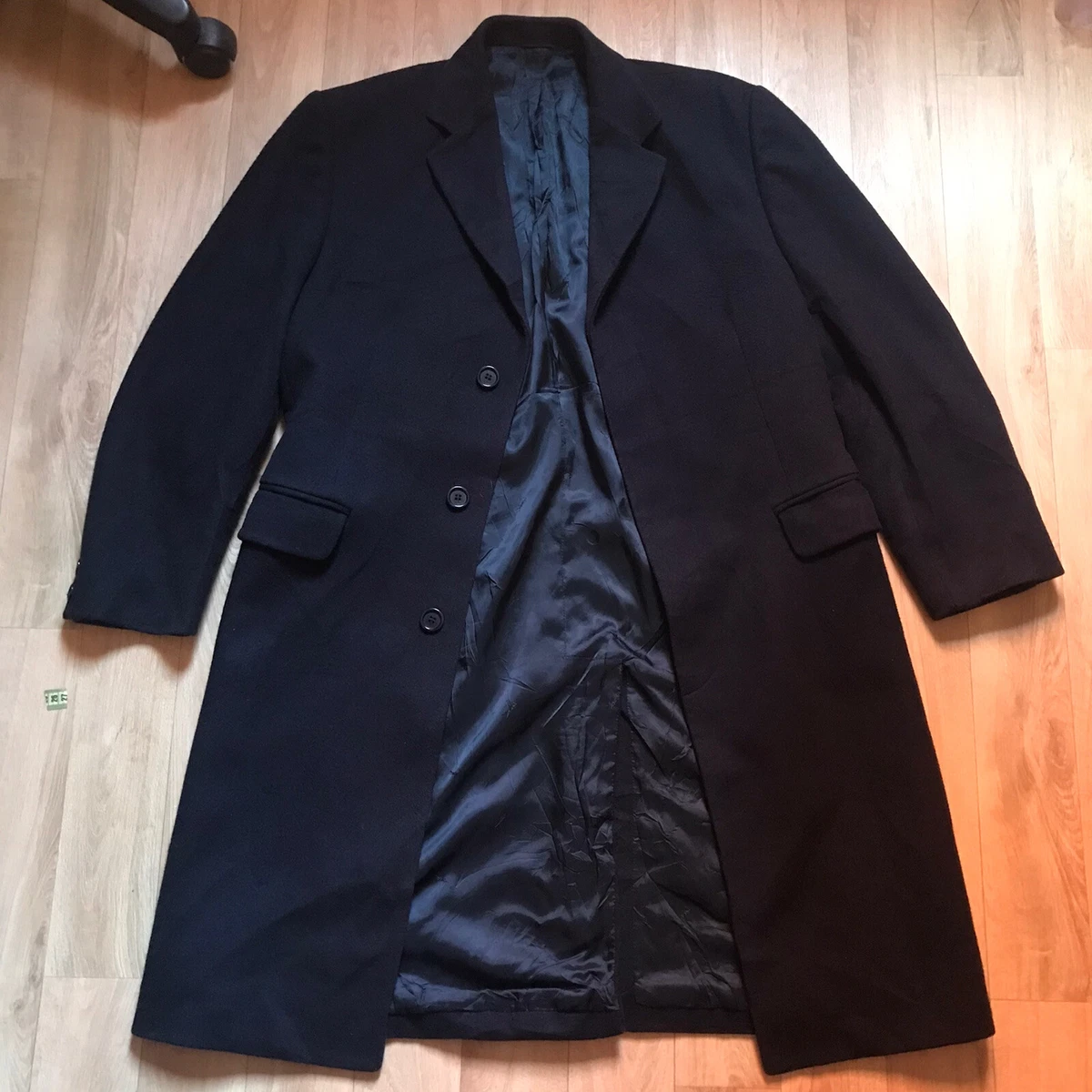 Yves Saint Laurent YSL trench coat Vintage CASHMERE wool blue navy