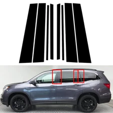 8pcs Black Pillar Posts Fit For Honda Pilot 2016-22 Door Trim Piano Cover Window