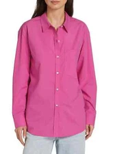 Rails  Arlo Button-Front Shirt WOMENS SIZE L LARGE PINK Azalea NEW