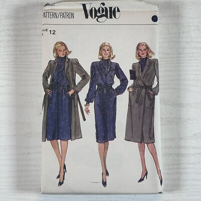 Vogue Schnittmuster 7818 locker sitzend gefüttert Wickelmantel & Kleid Größe 12 U/C FF