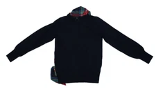 J Crew Black Merino Mockneck Sweater Multicolor Tartan Scarf Tie Womens S