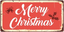 967HS Merry Christmas 5"x10" Aluminum Hanging Novelty Sign