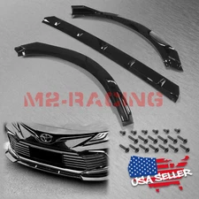 For 2021 Toyota Camry Base Gloss Black Front Bumper Cover Lip Body Kit 3pcs